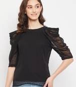 Green self design polyester party-tops