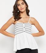 White solid polyester spaghetti-tops