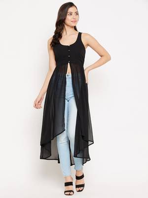 Black solid polyester party-tops 1