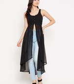 Black solid polyester party-tops