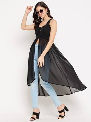 Black solid polyester party-tops 3