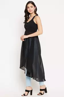 Black solid polyester party-tops