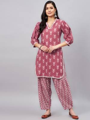 Pink printed cotton salwar 5