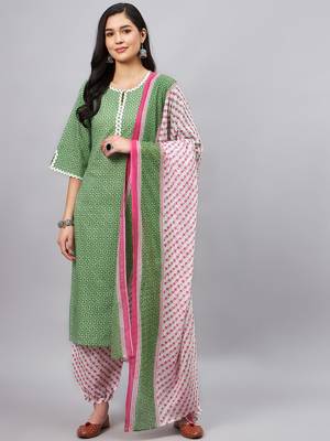 Green printed cotton salwar 5