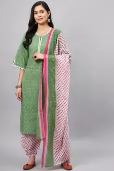 Green printed cotton salwar