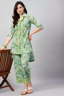 Green printed pure cotton salwar
