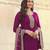 Purple Color Dola silk Embroidered Long Length Salwar Kameez