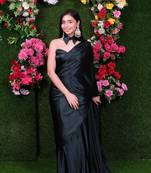 Black Colour Pure Satin Fabric Ready To Wear Saree WITH UN-STITCHED BLOUSE