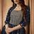 Navy blue embroidered georgette salwar kameez