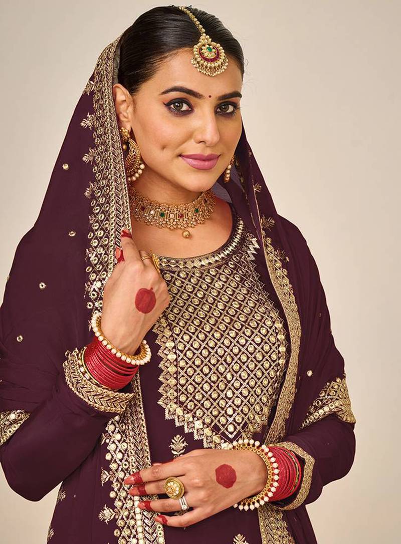 Wedding Festival Teal Embroidered Palazzo Salwar Suit