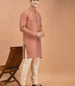 DEYANN Jacquard Silk Woven Design Kurta With Churidar Set For Men