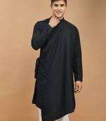 DEYANN Linen Slub Solid Color Kurta For Men