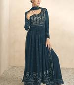 Teal Georgette Pakistani Salwar Kameez