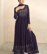 Purple Georgette Pakistani Salwar Kameez