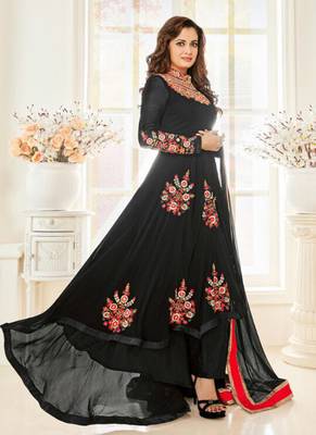 Black embroidered georgette salwar kameez 1