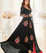 Black embroidered georgette salwar kameez