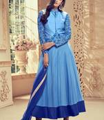 Blue embroidered georgette salwar kameez