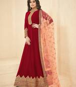 Red embroidered georgette salwar kameez