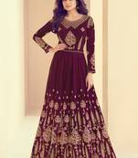 Purple embroidered silk salwar kameez