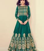 Green embroidered silk salwar kameez