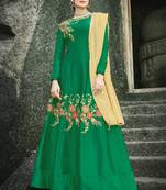 Green embroidered silk salwar kameez