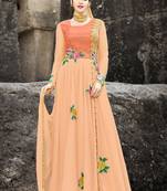 Peach embroidered georgette salwar kameez