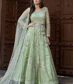 Green embroidered net salwar kameez