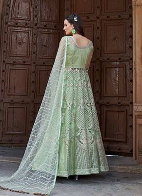Green embroidered net salwar kameez 2