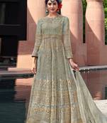 Green embroidered net salwar kameez