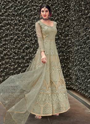 Green embroidered net salwar kameez 1