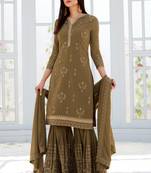 Green embroidered georgette salwar kameez