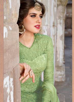 Green embroidered net salwar 2