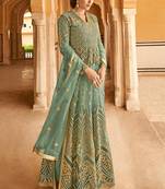 Green embroidered net salwar kameez