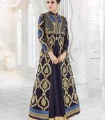 Blue embroidered georgette salwar kameez