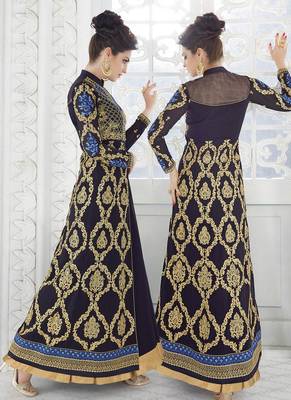 Blue embroidered georgette salwar kameez 2