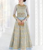Grey embroidered georgette salwar kameez