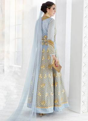 Grey embroidered georgette salwar kameez 2