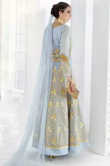 Grey embroidered georgette salwar kameez