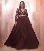 Wine lehenga with a embroidered blouse