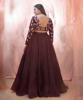 Wine lehenga with a embroidered blouse 3