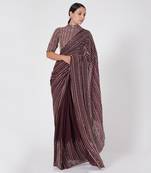 WINE EMBROIDERED SAREE SET