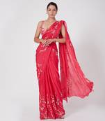 HOT PINK EMBROIDERED SAREE SET