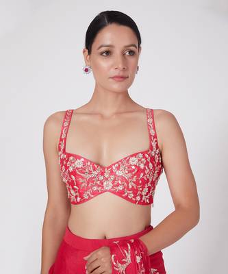 HOT PINK EMBROIDERED SAREE SET 3
