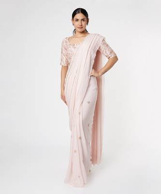 BLUSH PINK EMBROIDERED SAREE 1