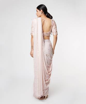 BLUSH PINK EMBROIDERED SAREE 2