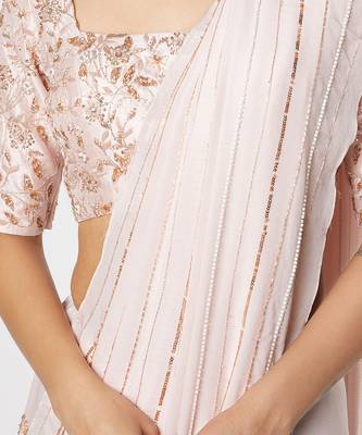 BLUSH PINK EMBROIDERED SAREE 4