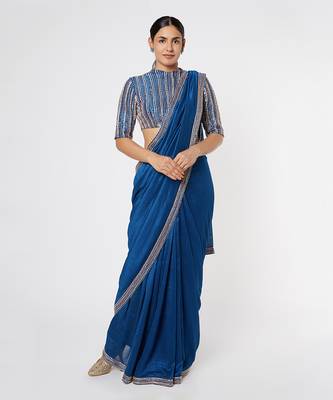 BLUE EMBROIDERED SAREE 1