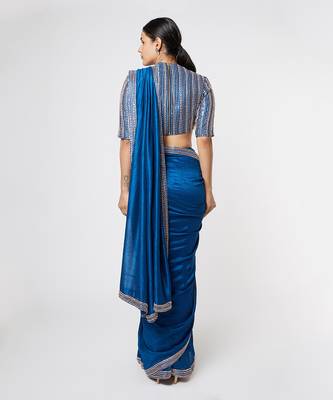 BLUE EMBROIDERED SAREE 2