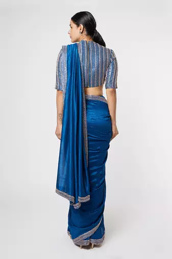 BLUE EMBROIDERED SAREE
