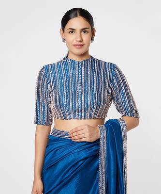 BLUE EMBROIDERED SAREE 3